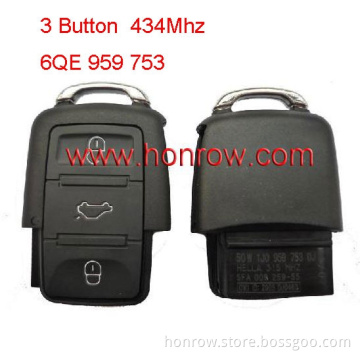 Remote control VW 3 Button remote key control Model Number is 6QE 959 753 434MHZ